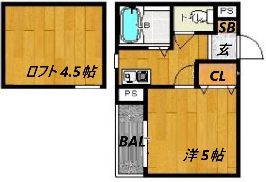 アグレアーブル塚口(1K/1階)の間取り写真