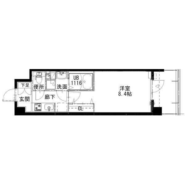 アルティザ姫路(1K/14階)の間取り写真