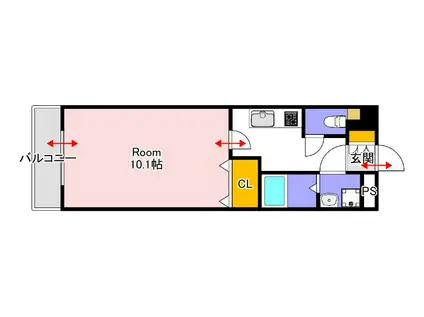 ソレイユ西市駅前(1K/2階)の間取り写真