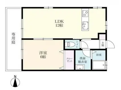 アドバンテイジ D棟(1LDK/1階)の間取り写真