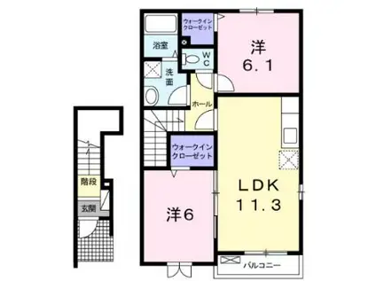 エクセレント パレスA(2LDK/2階)の間取り写真