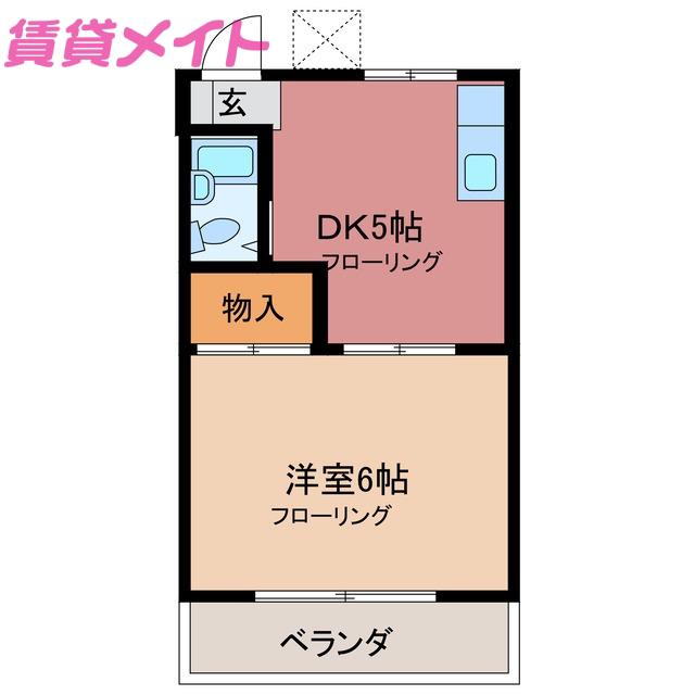 カントリーパレスとみ川(1DK/3階)の間取り写真