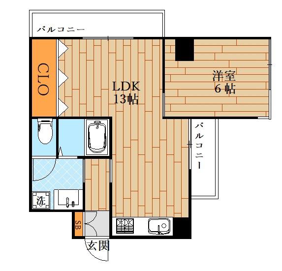 第二若木コーポ(1LDK/3階)の間取り写真