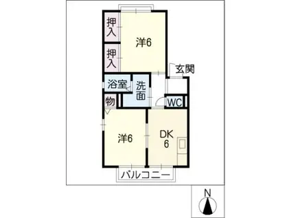 長良シュロス A棟(2DK/2階)の間取り写真