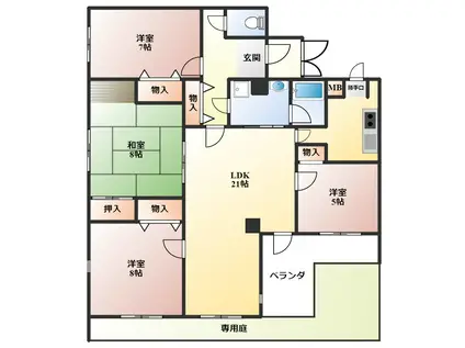 ヒルズコート刀根山(4LDK/1階)の間取り写真