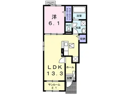 フィールドヒル 塩尻II(1LDK/1階)の間取り写真