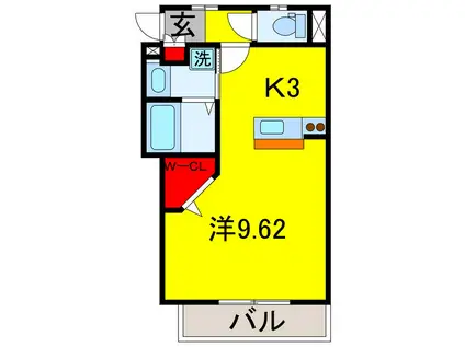 パティオ(1K/2階)の間取り写真