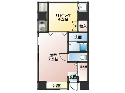 パルハイツ呉中央(1DK/1階)の間取り写真