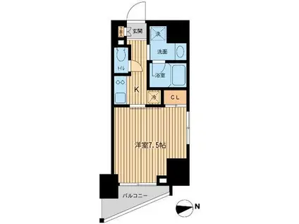 エスタート三田(1K/6階)の間取り写真