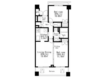レジディア世田谷弦巻(2LDK/5階)の間取り写真
