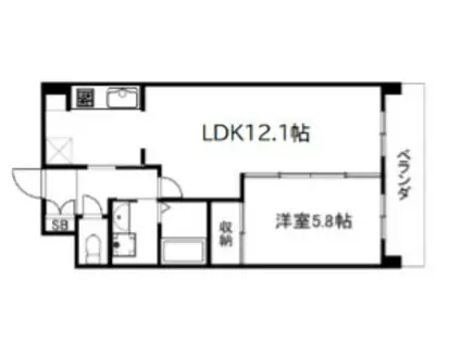 サンモール西京極(1LDK/6階)の間取り写真