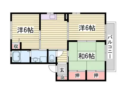 アイランド A棟(3K/2階)の間取り写真