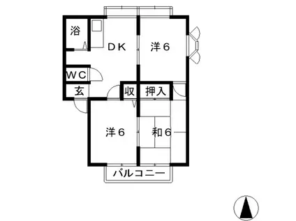 サンビレッジ金光 A(3DK/2階)の間取り写真