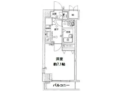 アデッソ旗の台(1K/7階)の間取り写真