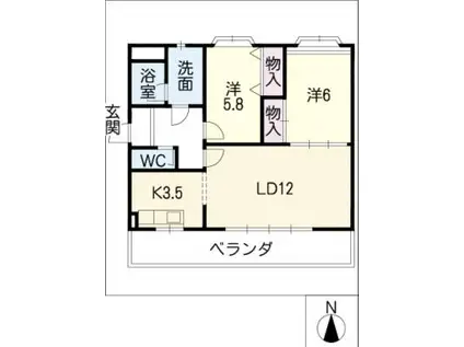 エバー段乃上(2LDK/2階)の間取り写真