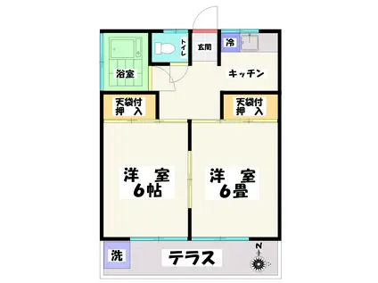 美幸荘(2K/1階)の間取り写真