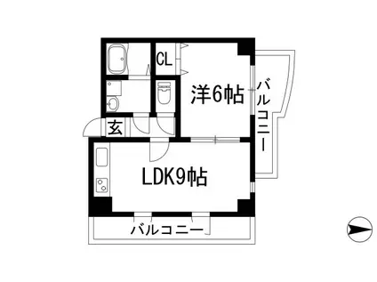 ハイムプロミネンス宝塚(1LDK/5階)の間取り写真