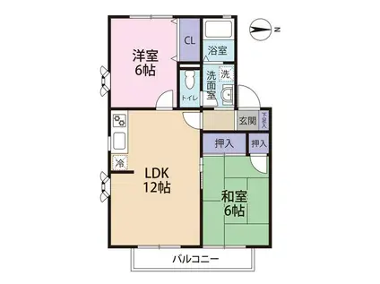 オークス(2LDK/1階)の間取り写真