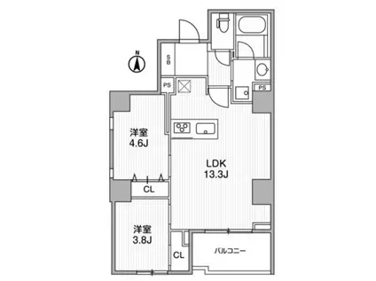 ライトハウス西新宿(2LDK/2階)の間取り写真