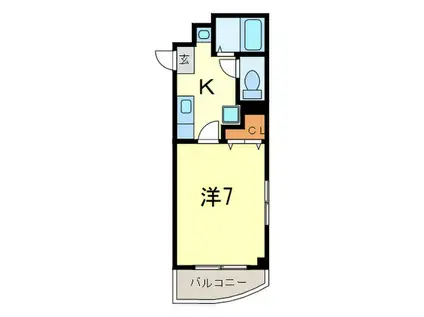 モンドリアン(1K/3階)の間取り写真