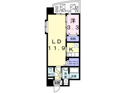 グラン ソレイユ(1LDK/4階)の間取り写真
