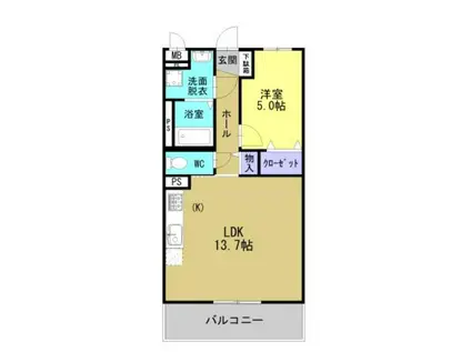 プランドールソフィアVI(1LDK/2階)の間取り写真