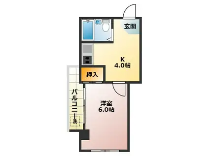 ウィスタリア目白(1DK/2階)の間取り写真