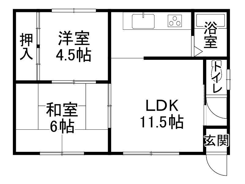 コーポ山口西4条(2DK/2階)の間取り写真