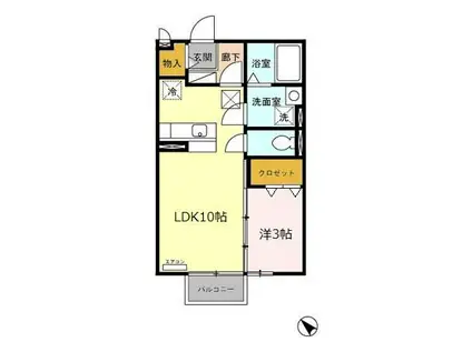 クレールソレイユ(1LDK/1階)の間取り写真