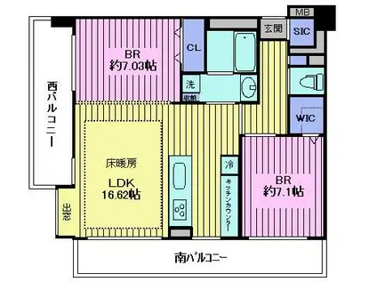 ザ・グラティア両国(2LDK/4階)の間取り写真