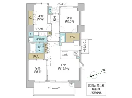 レクセル水戸大町(3LDK/6階)の間取り写真