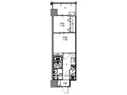 ギャラン中央(2K/8階)の間取り写真