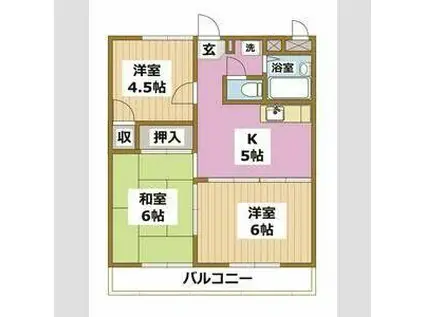 ラ・グリューI・II・III(3K/3階)の間取り写真