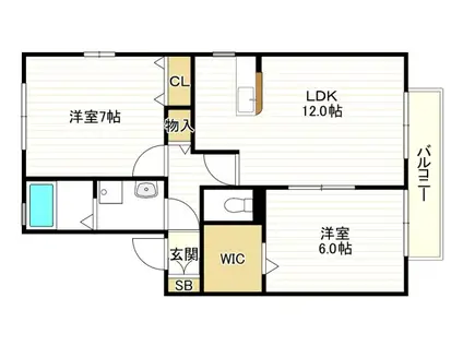 ディアコート91 A棟(2LDK/2階)の間取り写真
