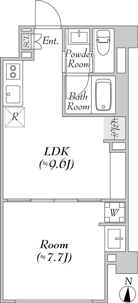 ルミーク北千住(1LDK/1階)の間取り写真