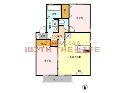 アンセスター(2LDK/1階)の間取り写真