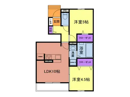 グリーンメゾン柴崎(2LDK/1階)の間取り写真