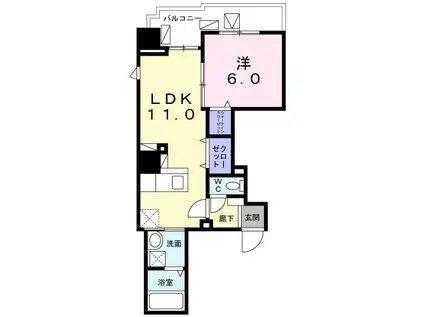 フルール アビタシオン(1LDK/2階)の間取り写真