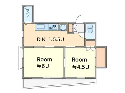 平和台ハイツ(2DK/2階)の間取り写真