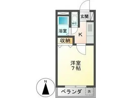 コテージ東海南北棟(1K/2階)の間取り写真