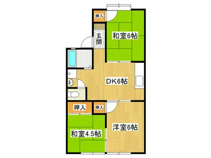 コーポジュリI(3DK/1階)の間取り写真