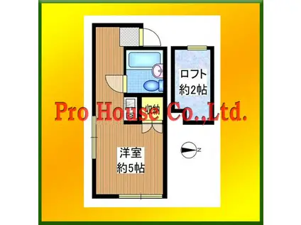 フラットアマリ(ワンルーム/2階)の間取り写真