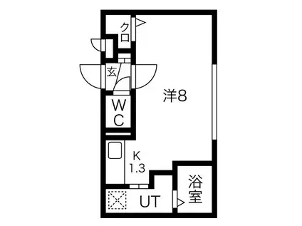 クローバー円山鳥居前(1K/1階)の間取り写真