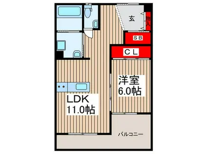 中尾コンセプトハウス(1LDK/1階)の間取り写真