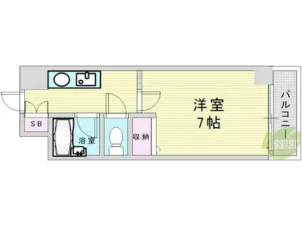 ノルデンハイムリバーサイド天神橋(1K/3階)の間取り写真