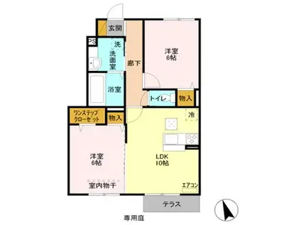 ベアーレⅡ(2LDK/1階)の間取り写真