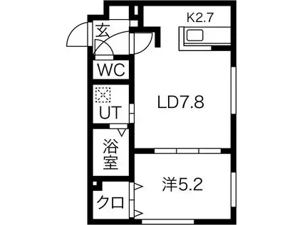 WIND HILLS ウエスト14(1LDK/2階)の間取り写真