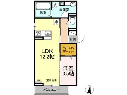 アーク南蔵王(1LDK/2階)の間取り写真