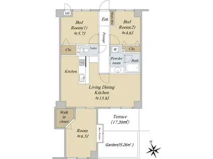 コスモ西川口アンソレール(3LDK/1階)の間取り写真