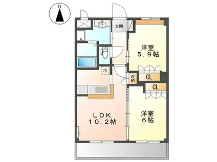アサヒ2011(2LDK/2階)の間取り写真